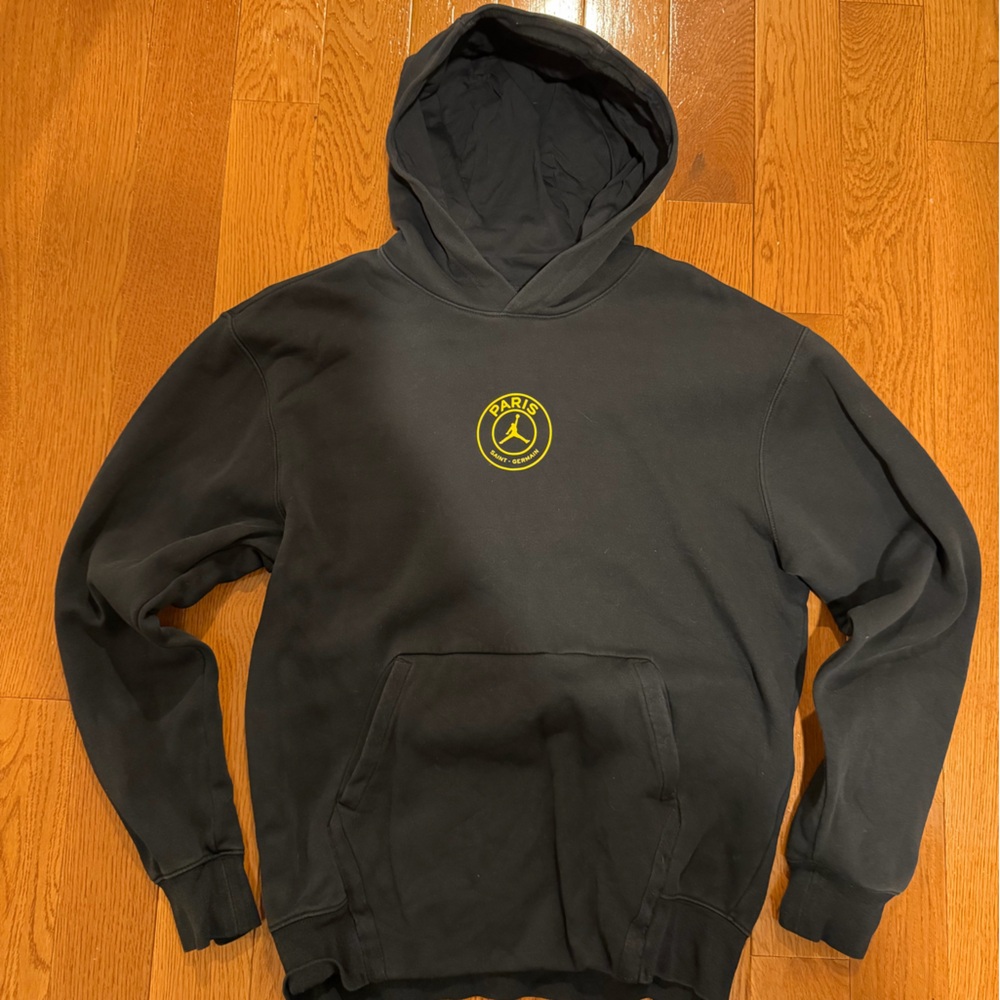 Jordan Black Hoodie with Yellow Paris Saint Germain Logo